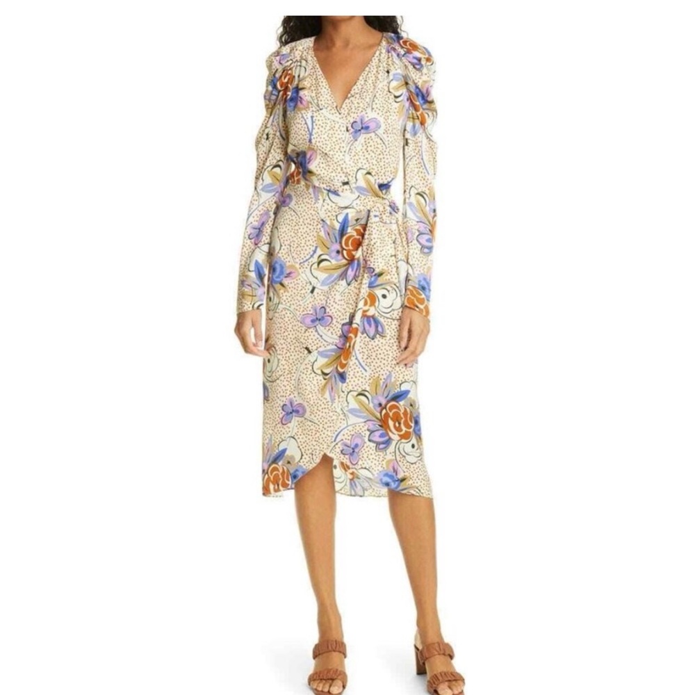 Chic Floral Wrap Midi Dress